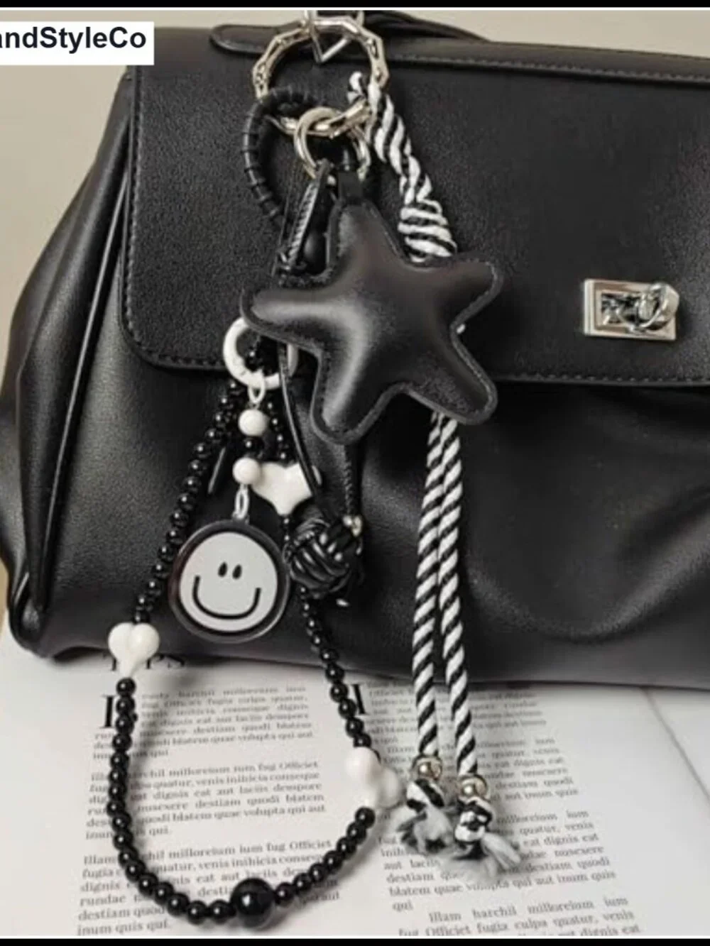 Leather Pentagram Bag Charm Keychain